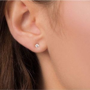 Diamond Solitaire Stud Earrings 14K White Gold (J-13) 1/5 TDW NWT